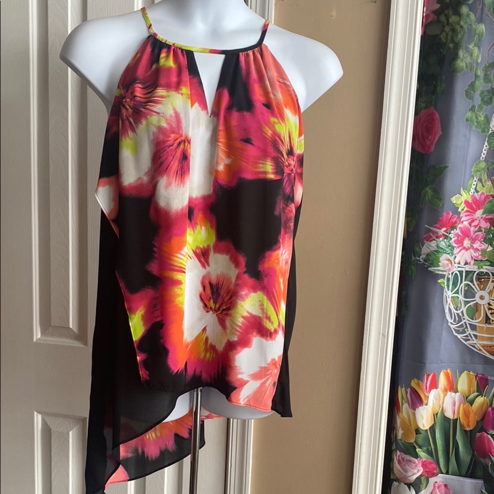 Floral Top - Pink, Yellow, Black